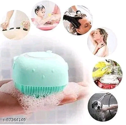 silicone bath brush with a soap dispenser.